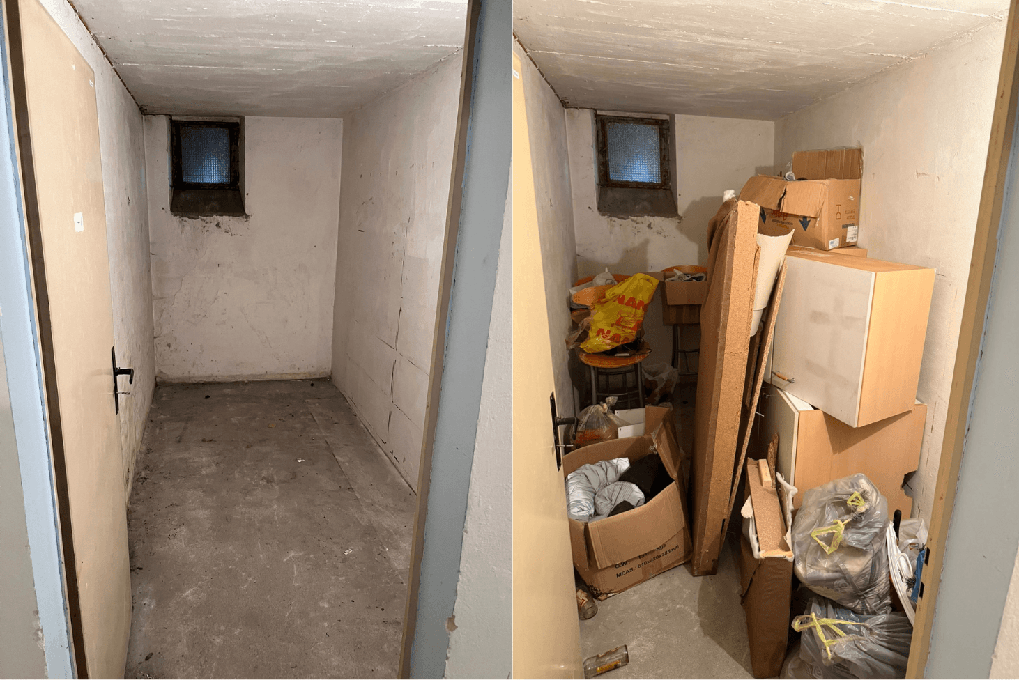 Keller leergeräumt - Vorher Nachher